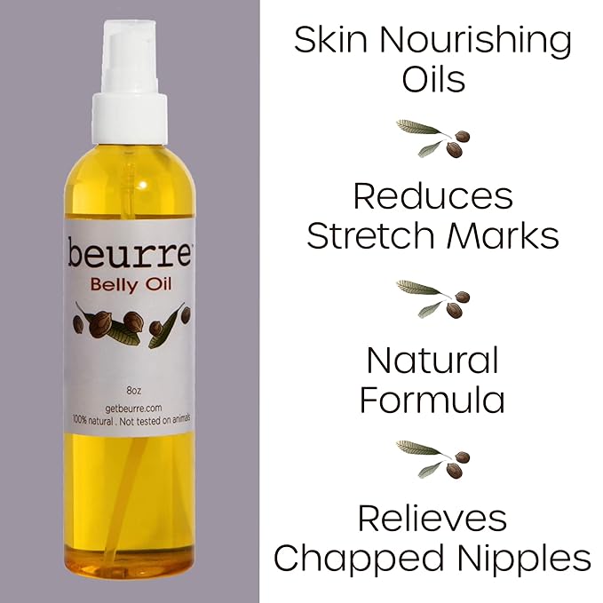 Beurre Belly Oil for Pregnancy | Moisturizing Oils for stretch marks | 8 oz