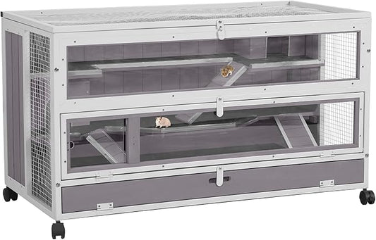 Aivituvin Hamster Cage Guinea Pig Cage with Metal Frame Chewproof Rat House Small Animal Cage Critter Nation Cage Movable