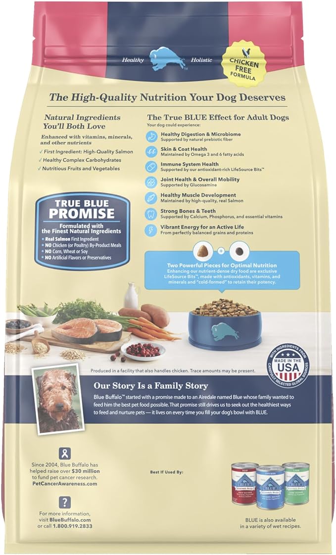 Blue Buffalo Life Protection Formula Adult Dry Dog Food, Helps Build and Maintain Strong Muscles, Made with Natural Ingredients, Salmon & Brown Rice Recipe, 5-lb. Bag