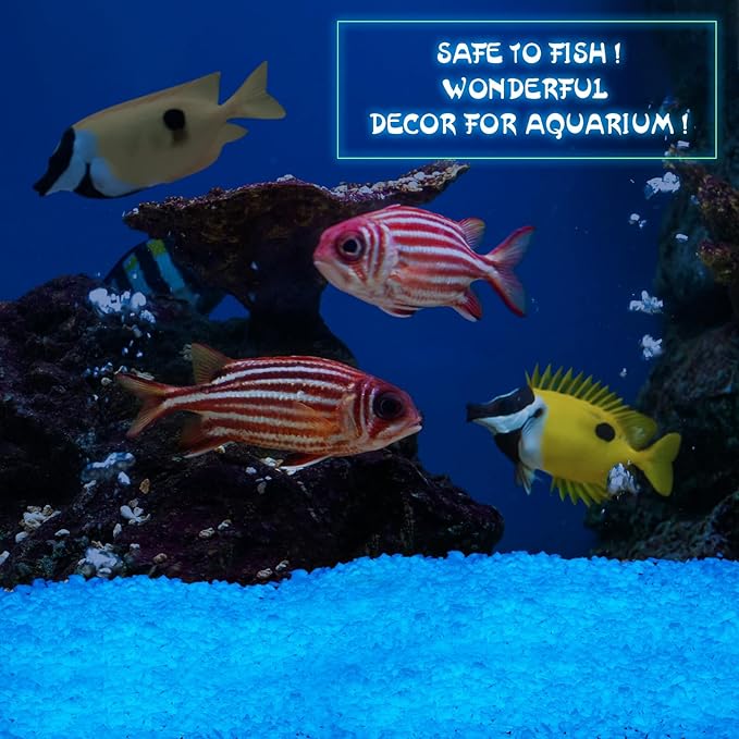 Wesiti Glow in The Dark Gravel, Fluorescent Glow in The Dark Rocks Decorations Fish Tank Rocks Decorative Aquarium Gravel Stones for Garden Room Planter Aesthetic, 300g/ 0.66lb (Sky Blue, 3-5 mm)