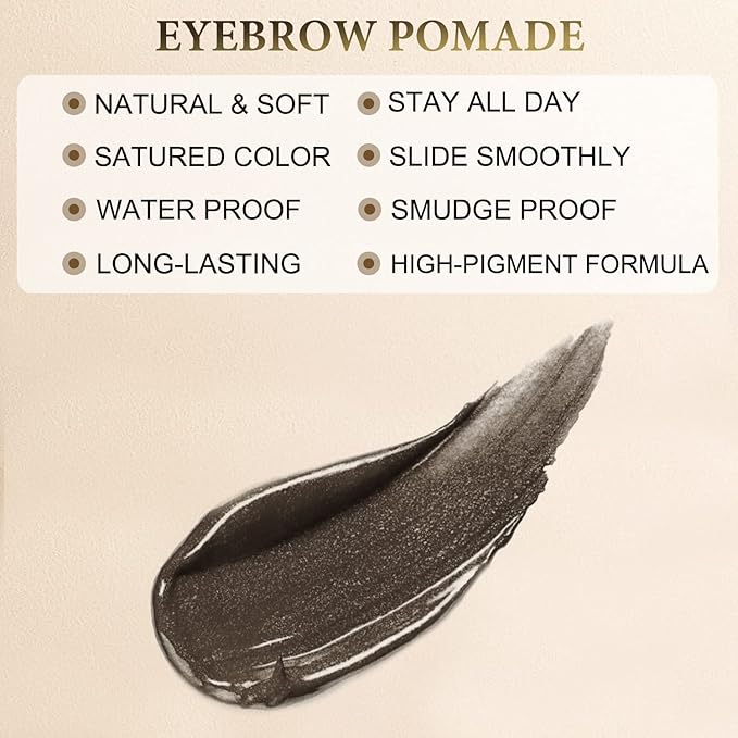 LAVONE Eyebrow Stamp Pencil Kit for Eyebrows, Makeup Brow Stamp Trio Kit with Waterproof Eyebrow Pencil, Eyeliner, Eyebrow Pomade, and Dual-ended Eyebrow Brush - Medium Brown