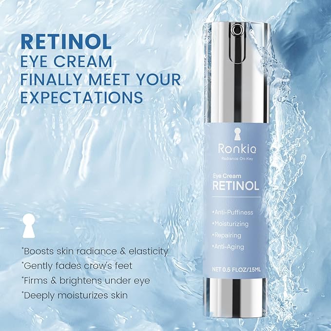 Retinol Eye Cream for Dark Circles: Anti-Wrinkle Under Eye Cream - Night Care Eye Cream Reduces Eye Bags 0.5 fl. oz