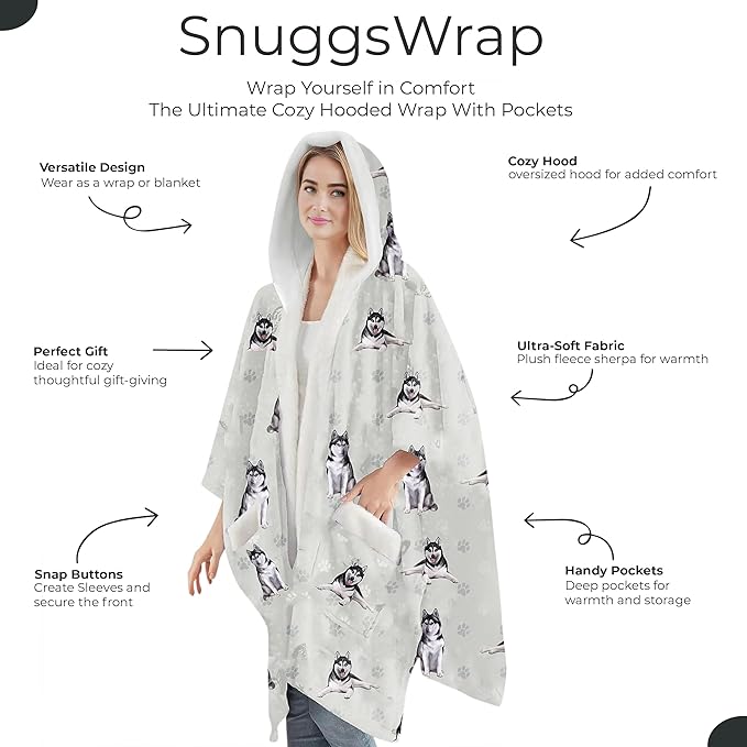 E&S Pets Sherpa Wearable Blanket Hoodie for Women – Soft Fleece Snuggs Wrap – 32 Dog & Cat Breeds – Warm Pet Lover Gifts