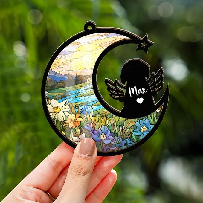 Chillever Bichon Frise Memorial Suncatcher – Personalized Dog Loss Keepsake, Pet Remembrance Ornament