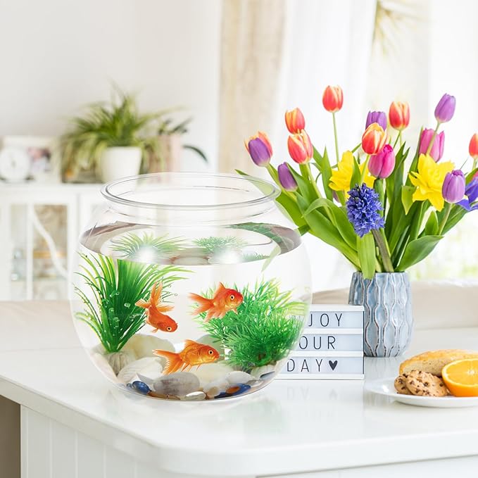 Plastic Fish Bowls, Round Plastic Fish Tank 2 Gallon Aquarium Hydroponic Planter Floral Container for Prizes, Party, Table Centerpiece Home Decor