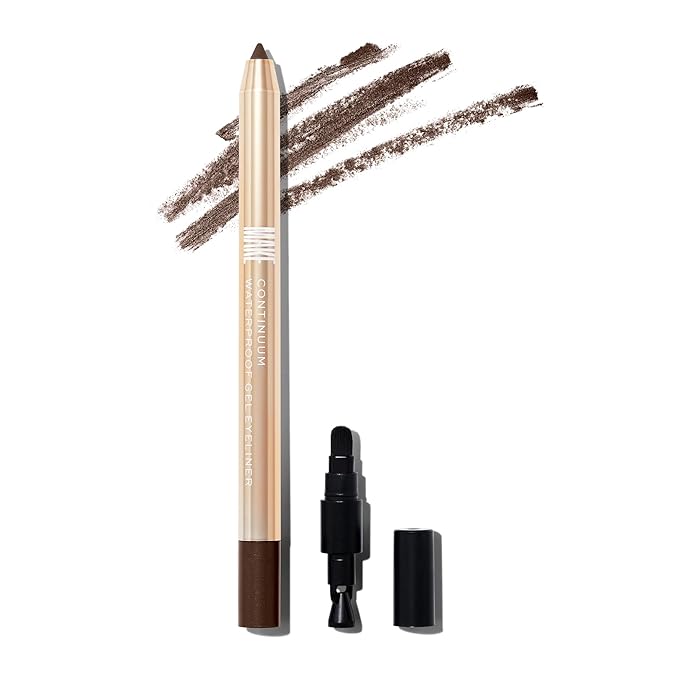 MAKE Beauty Continuum Waterproof Gel Eyeliner Pencil. Creamy, Pigmented Multi-Use, including Waterline with Built-in Sharpener and Blending Brush. Smudge-Proof Makeup. Shade - Nebula, Brown/Black