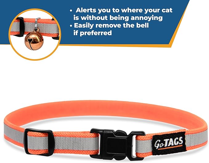 GoTags Personalized Reflective Cat Collars, Engraved Custom Cat Collar with Name and Phone Identification, Breakaway Collar with Safety Release Buckle and Bell, Adjustable for Cats and Kitten, (Blue)