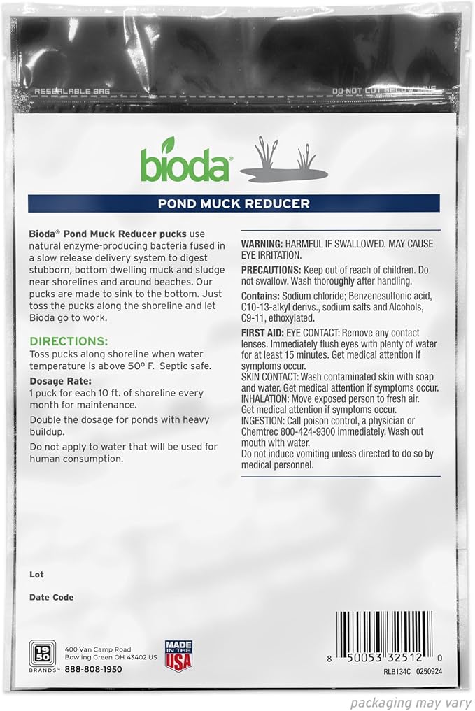 Bioda Pond Muck and Sludge Remover | Natural Pond Muck Reducer & Sludge Remover Pucks | 4 oz - 12 Count