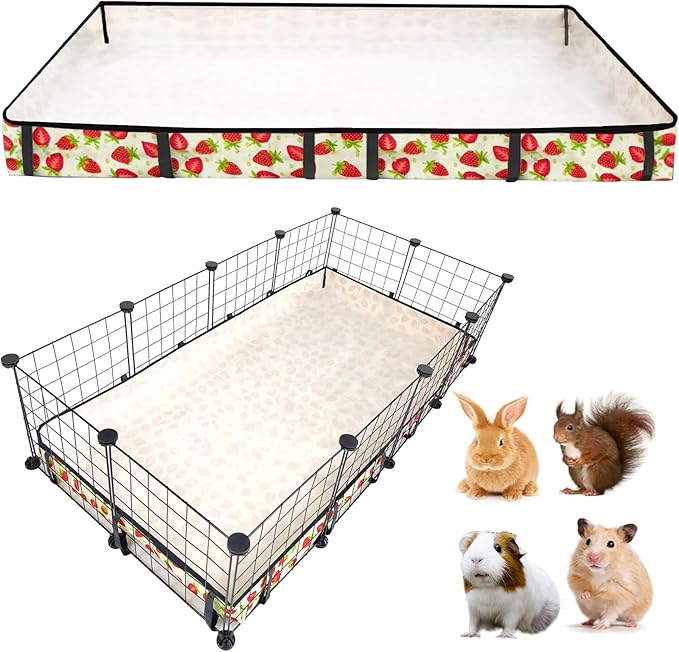 Guinea Pig Cage Liner，Washable Waterproof Oxford Cloth Cage Liners for Small Animals,Hamster Chinchilla Hedgehog Rabbit and Other Small Animals Not Include Cage (24x48 inches)