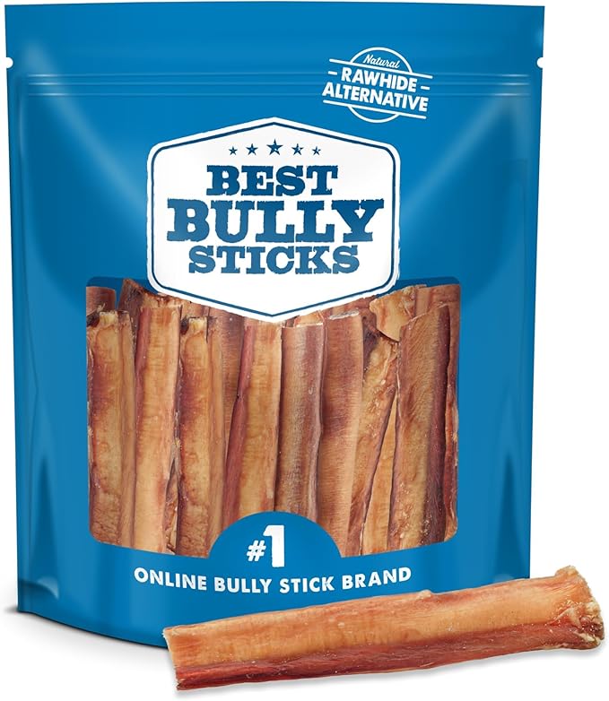 Best Bully Sticks Thick 6 Inch Bully Sticks - 18 Count (Pack of 1) - Natural, Grass-Fed, Single Ingredient, Grain and Rawhide Free, Ideal for Big Breeds