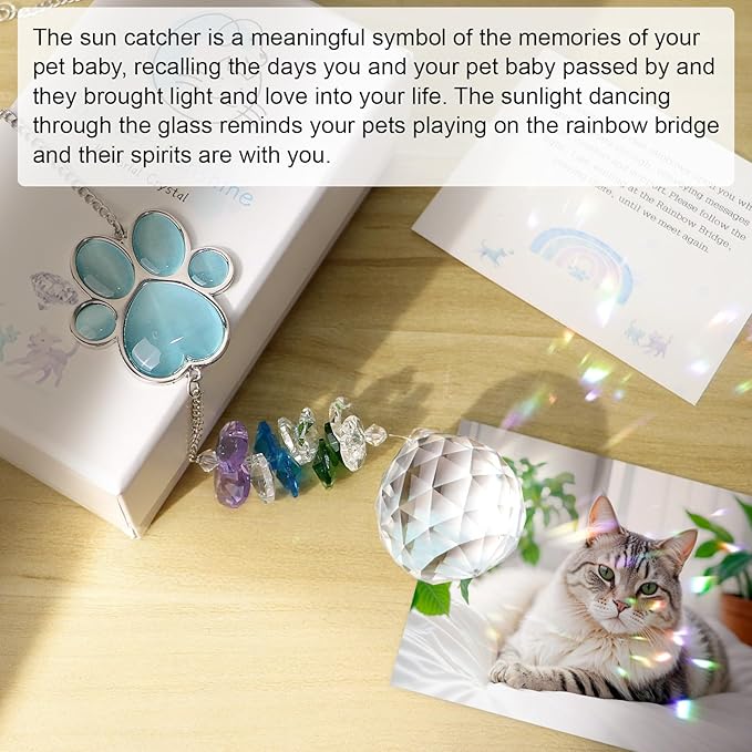 Dog Memorial Gifts for Loss of Dog,Thoughtful Dogs and Cats Remembrance Sun Catcher for Car/Window Hanging Ornament, Pet Memorial Gifts for Dogs/Cats,Pet Memorial Suncatcher