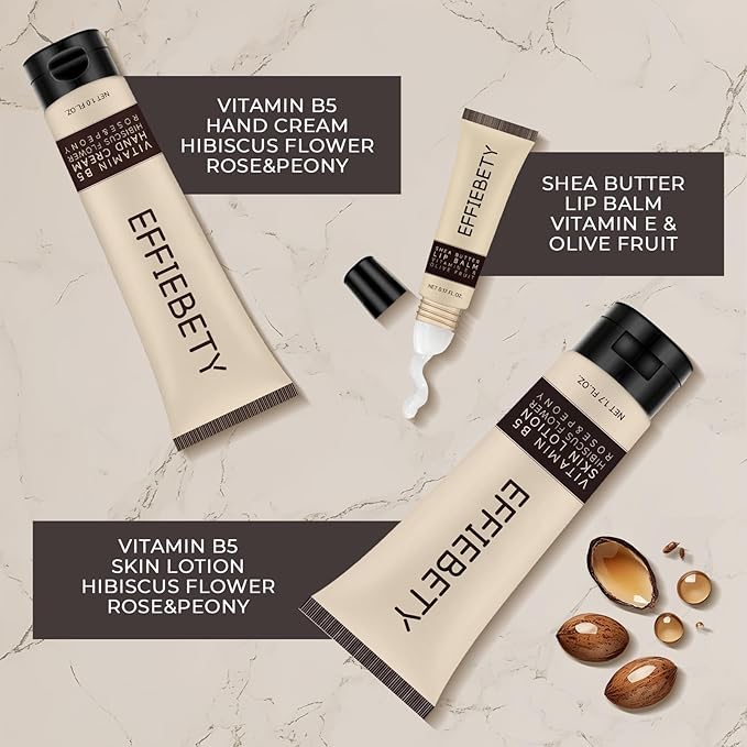3-in-1 Skin Care Gift Set: Ultra Hydrating Body Lotion, Nourishing Hand Cream & Restoring Lip Balm, with Shea Butter, Coconut Oil & Aloe Vera, For All Skin Types, Daily Moisturizer Combo