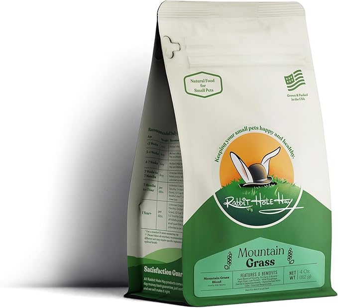 Rabbit Hole Hay - Ultra Premium Mountain Grass for Small Pets - 4 oz - Hand-Sorted Freshness