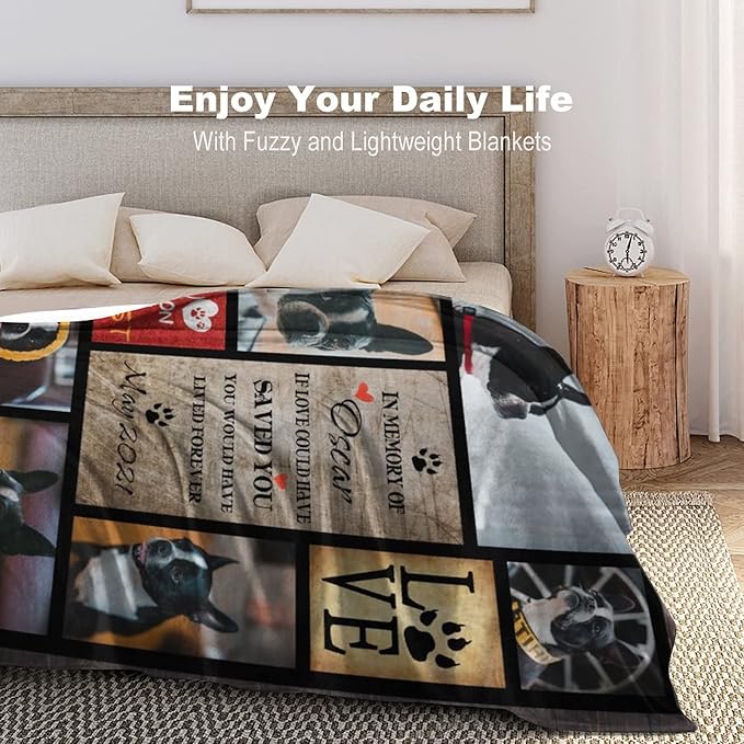 D-Story Dog Memorial Blanket, Customized Pet Memorial Gifts, Cat Loss Gift, Dog Bereavement Gifts, Loss of Pet Sympathy Gift,Custom Comfort Blankets with Photos for Grief