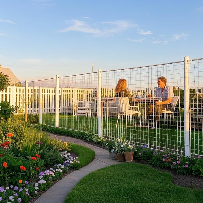 6'x50' White Polyester Bird Netting with 1" Square Mesh, Strong and Durable Chicken Coop Roof Netting, Protect Your Poultry from Hawks, Great for Gardens, Fences and Fruit Tree