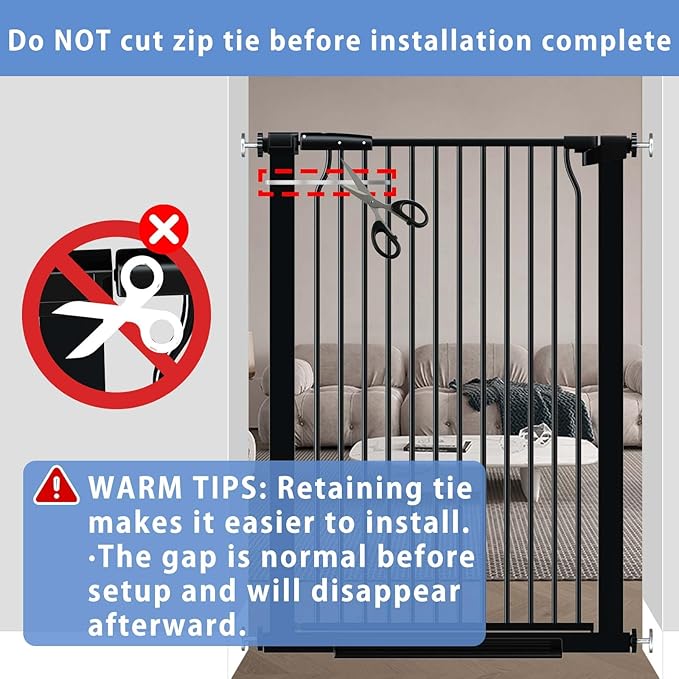65.7"-72.2" Extra Wide Baby Gate, 40.5" Tall Dog Gate Indoor,Walk Through Pet Gates for Doorways Kitchen No Drilling Auto Close Pressure Mounted Safety Child Toddler Gate, Black