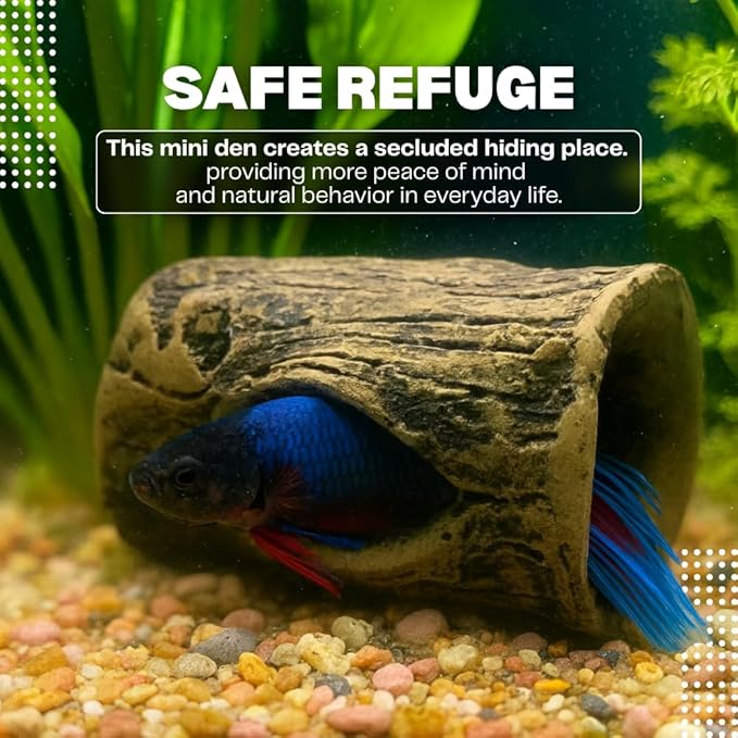 Fragata Betta Fish Cave Resin Aquarium Decoration Non-Toxic for Freshwater and Saltwater Tanks (Mini Trunk)