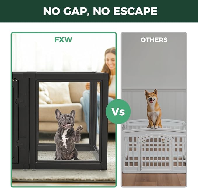 FXW AuraSpace Acrylic Indoor Dog Playpen for Small and Medium Dogs, 30 Inch, 10 Panels, Black