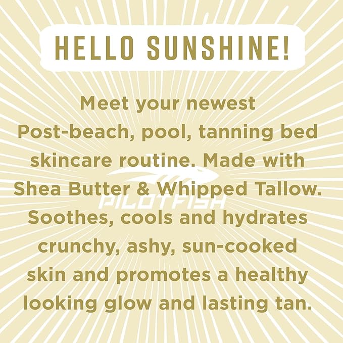 Pilotfish After Sun Body Butter Moisturizing Cream - Shea Butter & Whipped Tallow, Simple Ingredients, After Sun Lotion, Body Lotion, Fragrence Free, After Sun Care, After Sun Skin Care, 3.8oz
