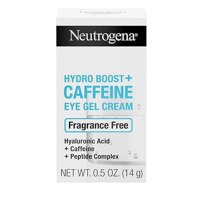 Neutrogena Hydro Boost + Eye Cream for Dark Circles & Puffiness,Under Eye Cream with Caffeine,Hyaluronic Acid and Peptides,Fragrance Free,0.5 oz,(Pack of 2)