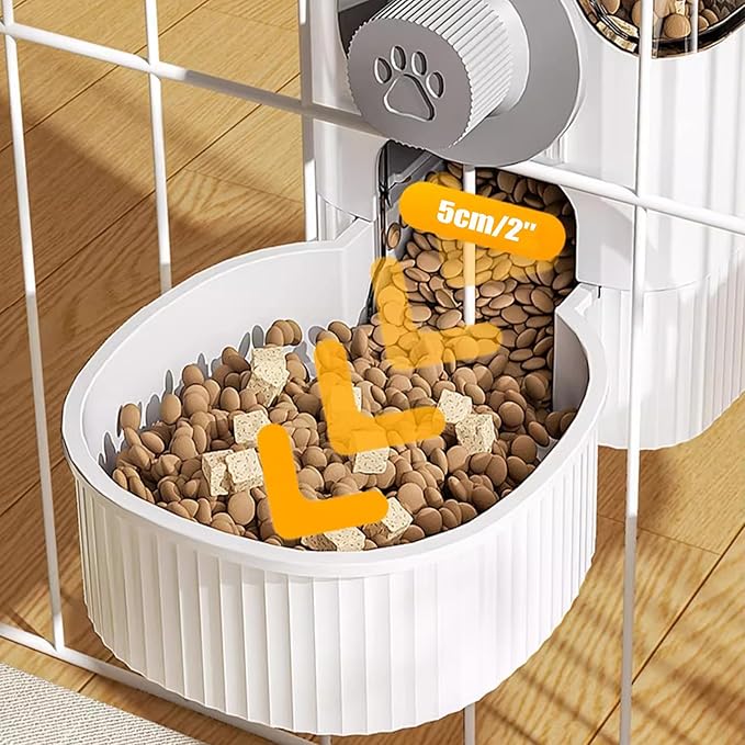 GKYZBB Hanging Automatic Food Water Dispenser,Rabbit Feeder Guinea Pig Water Bottle Food Feeder for Ferret Guinea Pig Rabbit Bunny Cage Accessories (White, 520ml+1200ml)
