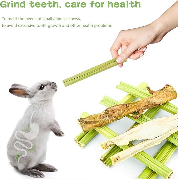 Rabbit Chew Sticks Hamster Chew Toys, Papaya Stems & Papaya Tree Core, Natural Molar Treats and Toys for Hamster Chinchilla Guinea Pig Gerbils, Rats, Mice, Ferrets and Other Small Animals