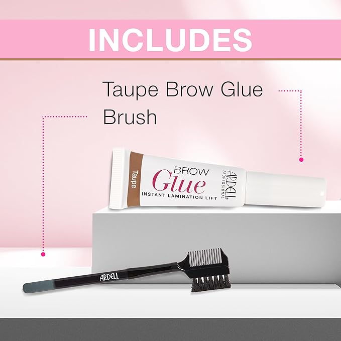 Ardell Brow Glue Taupe with Styling Brush ??Tinted Eyebrow Gel for Lamination Lift, All-Day Extreme Hold Brow Gel for Defined & Fluffy Brows, 0.35 oz
