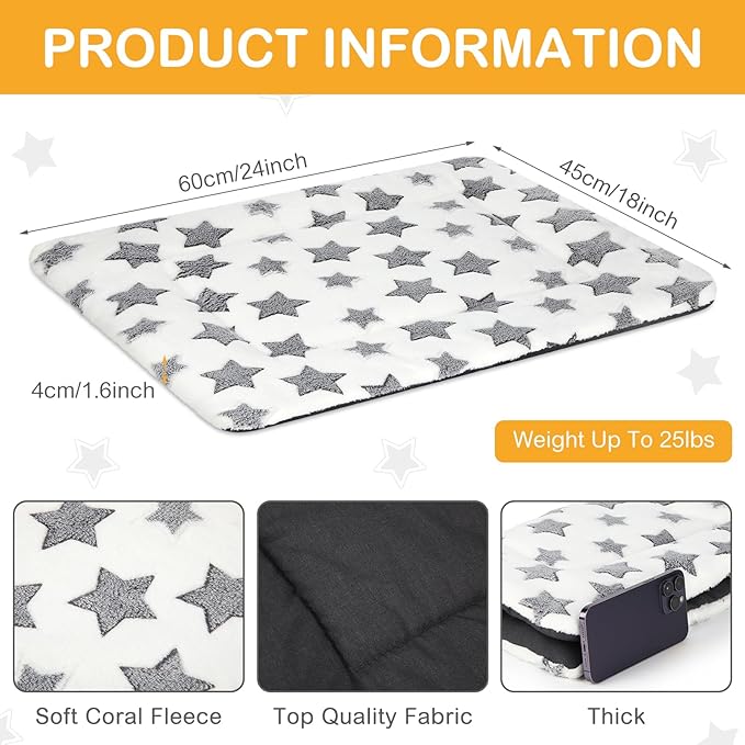 VitalCozy 4 Pcs Winter Dog Crate Pads, Ultra Soft Warm Washable Dog Cat Bed Mat for Pet Crate Comfortable Replaceable Reversible Kennel Pad for Small, Medium, Large Dogs(18 x 24 x 1.6 Inch,White)