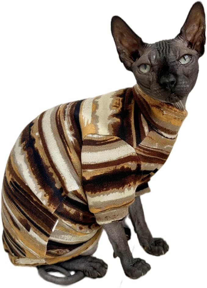 Sphynx Clothes Hairless Cat Shirt Cat Vest Pet Clothes, Round Collar Vest Kitten Shirts, Cats & Small Dogs Apparel (Rust Color, X-Large)