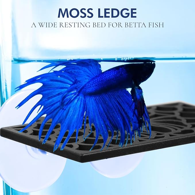 Abizoo Betta Fish Tank Accessories Decorations,Betta Tunnel Swim Tube Black Soft Edged Betta Hammock Bed, Shrimp Guppies Hideout Betta Shelter Toys, Aquarium Moss Ledge - Perfect for Betta Tanks