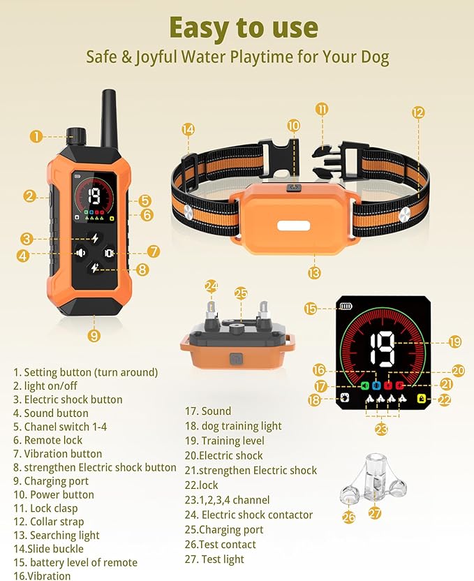 Shock Collar for Dogs 4 Pack (5–150Lbs), 4400FT Waterproof 4 Dog Training Collar with Remote Control 5 Training Modes Rechargeable Electric Dog Collar with Light, E Collars for Small Medium Large Dogs
