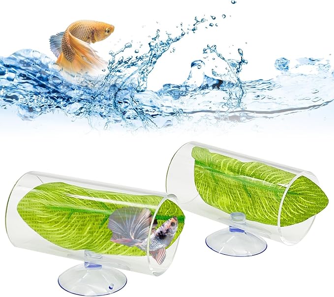 Hamiledyi 2 Pcs Betta Fish Acrylic Tube Tunnel Betta Fish Toys Betta Fish Tunnel Aquarium Hideouts for Rest Play Transparent Design for Better Observation of Fish Tank Decoration (Transparent)