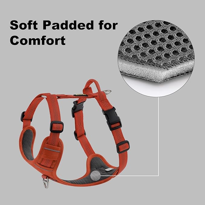 Plutus Pet No Pull Dog Harness, Reflective Adjustable Dog Vest Harness with Handle, Escape Proof, Soft Padded for Small Medium Large Dogs (Orange, XL)
