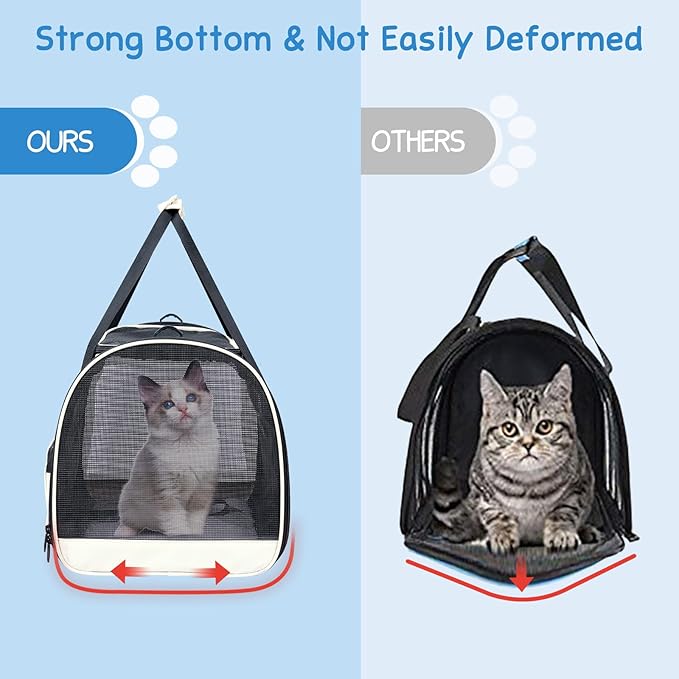 BurgeonNest Cat Carrier for Large Cats 20 lbs,Medium Pet Under 25 lbs,2 Puppy and Small Dogs with Unique Side Bag,Top Load Pet Carrier Soft-Sided Escape Proof with 4 Ventilated Windows