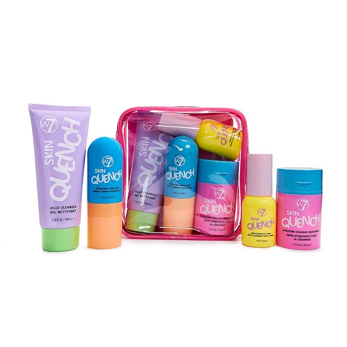 W7 Skin Quench Full Size Skincare Set - Hydrating Skincare Bundle with Aloe Vera & Ceramides - Complete & Long-Lasting Moisturizing At-Home Routine - Travel Friendly