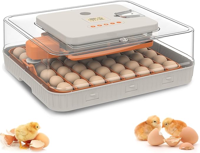 Tissting 56 Eggs Incubator - 3-in-1 with Automatic Egg Turning with External Injection Water Bottle,Household Small Poultry Hatching Machine with Egg Candler Light for Chicken