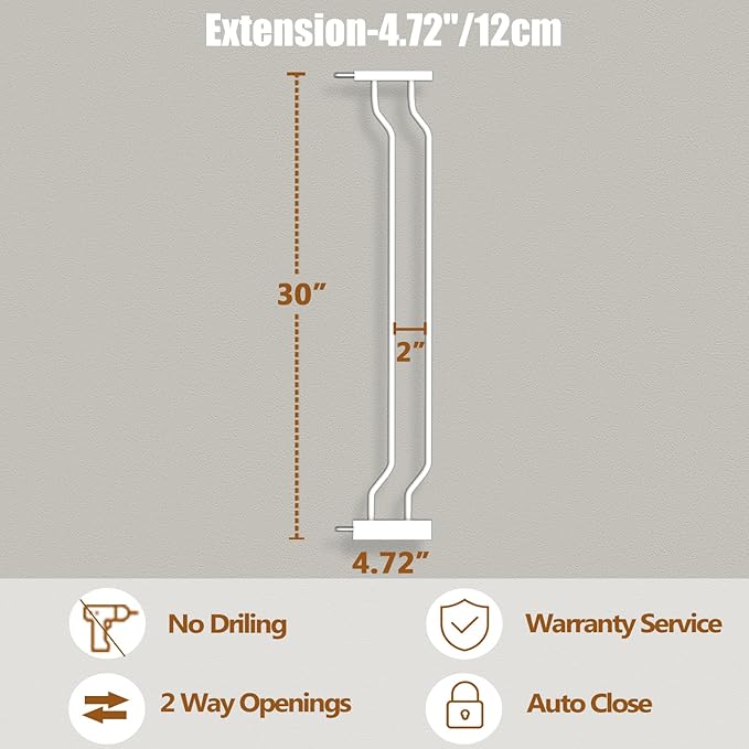 Fairy Baby 4.72in Extensions for Walk Through Baby Gate Auto Close White Child Safety Gates Extends Wide Openings White