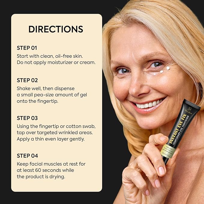 Temporary Instant Eye Tightener Cream: Reduces Eye Bags, Puffiness, Smooths Wrinkles, Fine Lines – Anti-Aging Formula,Temporarily Firms, Lifts & Smooths Under Eye & Face Area – 1 oz