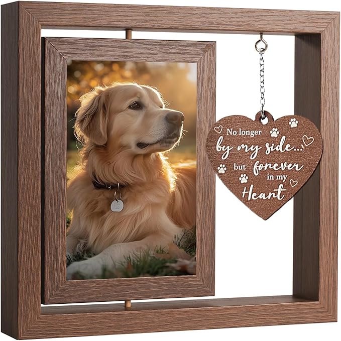 4×6 Pet Memorial Photo Frame – Keepsake Remembrance Sympathy Gift for Loss of Dog or Cat – No Longer By My Side But Forever In My Heart – Loving Memory Picture Frame for Pets