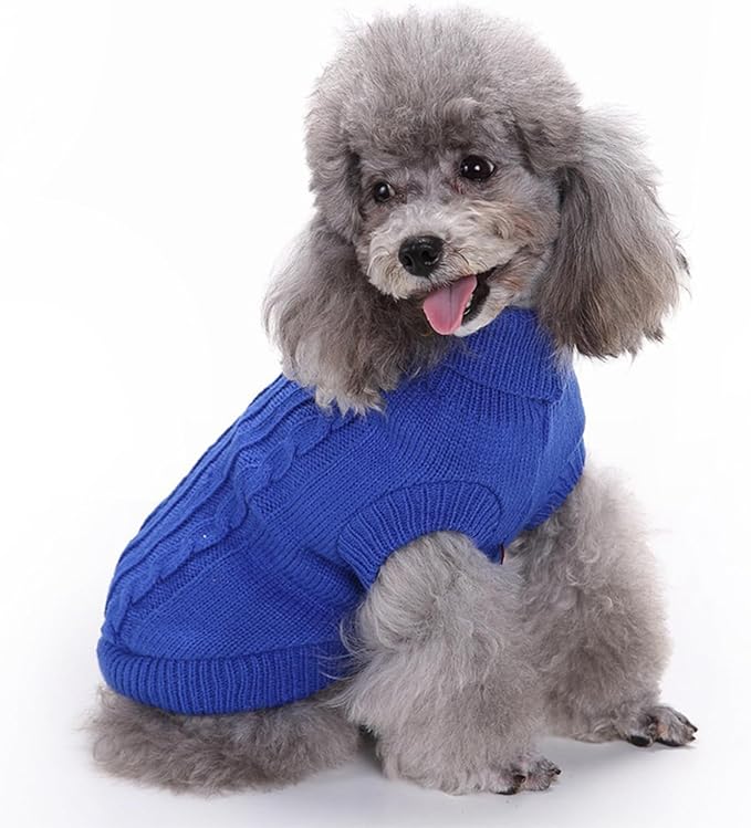 Small Dog Sweaters Knitted Pet Cat Warm Dog Sweatshirt Winter Clothes Kitten Puppy Sweater (X-Small,Dark Blue)