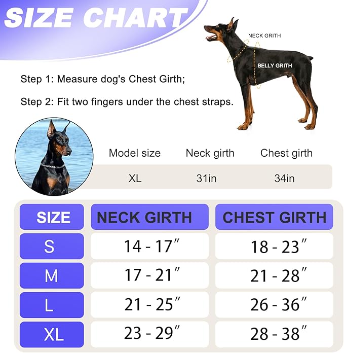 Neck Padded Service Dog Vest Harness and Leash Set, No Pull Adjustable Service Pet Harness with 8 Dog Patches, Reflective in Training Easy Control Pet Vest with 5ft Dog Leash for Medium & Large Dogs