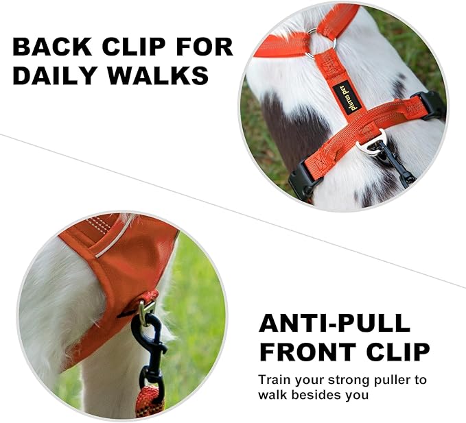 Plutus Pet No Pull Dog Harness, Reflective Adjustable Dog Vest Harness with Handle, Escape Proof, Soft Padded for Small Medium Large Dogs (Orange, S)
