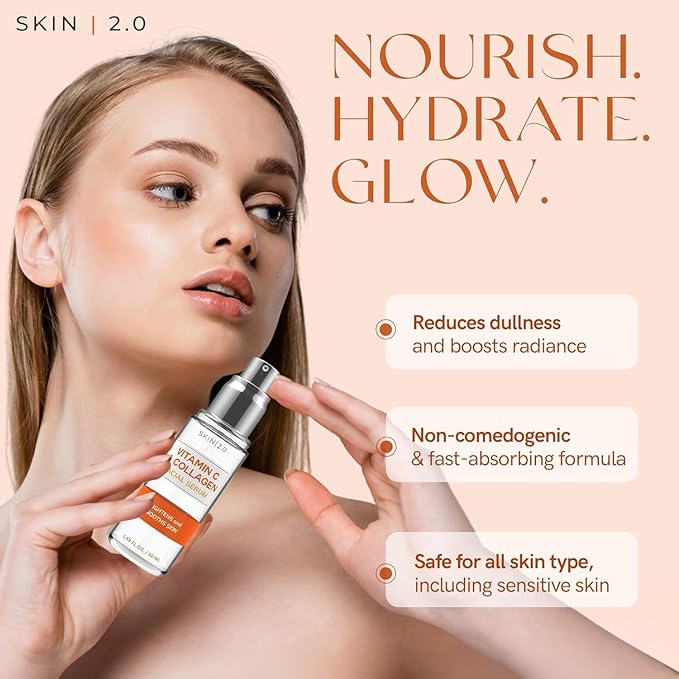 Vitamin C Serum with Collagen - Anti-Aging & Dark Spot Remover - Dermatologist Tested Korean Skincare for Brightening & Acne - Clean Beauty, Cruelty-Free, All Skin Types - 1.69oz (2-Pack)