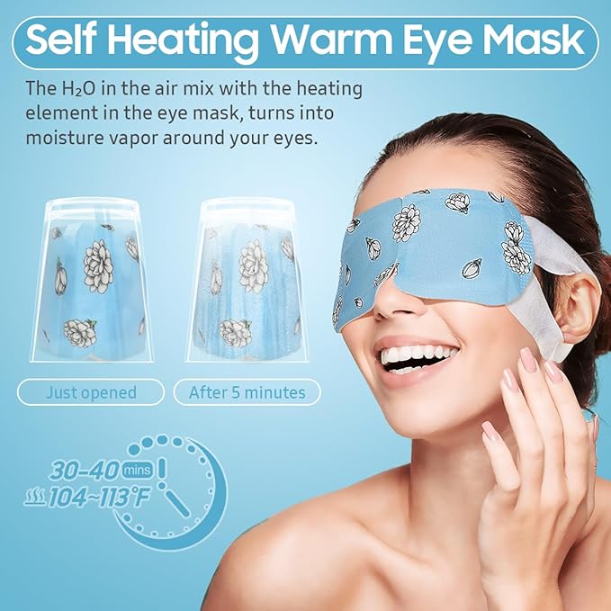 20Packs Steam Eye Mask, Heated Eye Mask Warm Compress for Eyes, Disposable Self Heating Steam Mask for Home, Sleep, Spa, Travel Essentials & Relaxation Gifts, Valentine's Day Gifts (Jasmine)