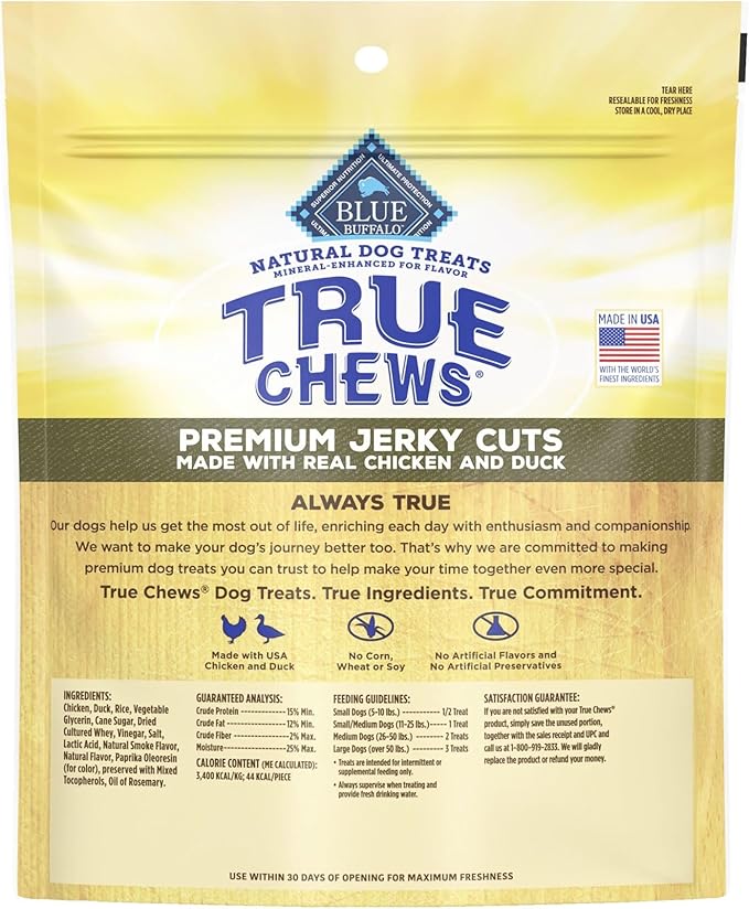 Blue Buffalo True Chews Premium Jerky Cuts Natural Dog Treats, Duck 12 oz