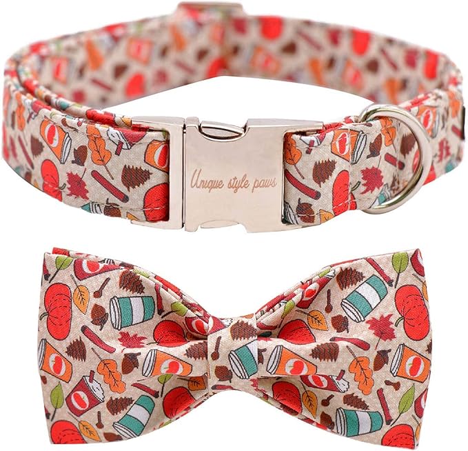 Unique Style Paws Dog Collar with Bow, Bowtie Dog Collar Adjustable Collars for Small Medium Large Dogs and Cats