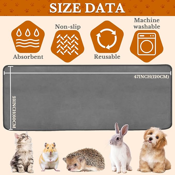 Guinea Pig Cage Liner - Washable Pee Pads for Dogs Guinea Pig Bedding Liners for Small Animals Hamster Rabbit Bunny Cat Puppy Essentials Pet Mat Waterproof Absorbent Non-Slip Reusable 1PCS