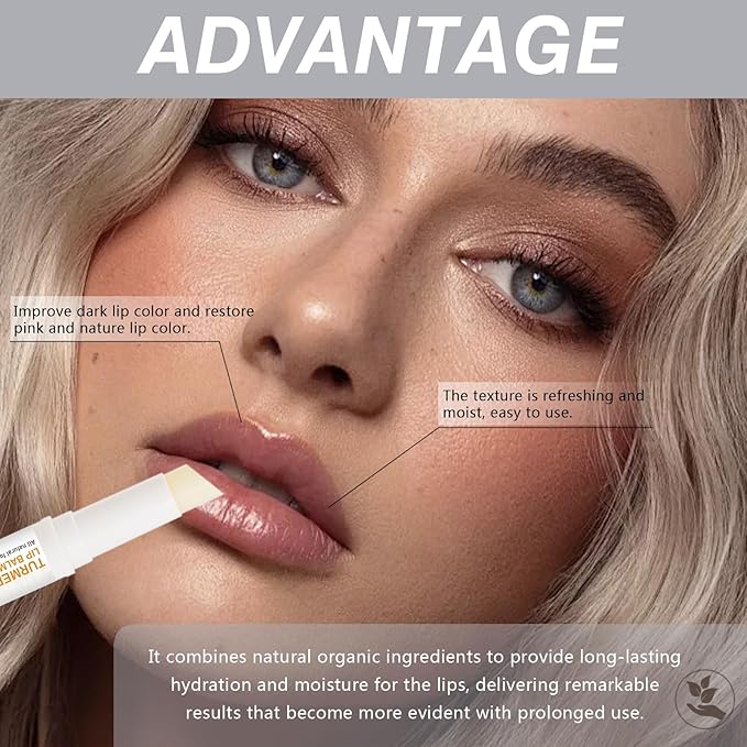 3PCS Turmeric Lip Balm for Smokers Dark Lip Treatment with Turmeric oil, Help Fade Lip, Lip Exfoliator, Long-Lasting Natural Balm Moisturize & Nourish Dry, Cracked, Dull, Reduce Fine Lines Lip