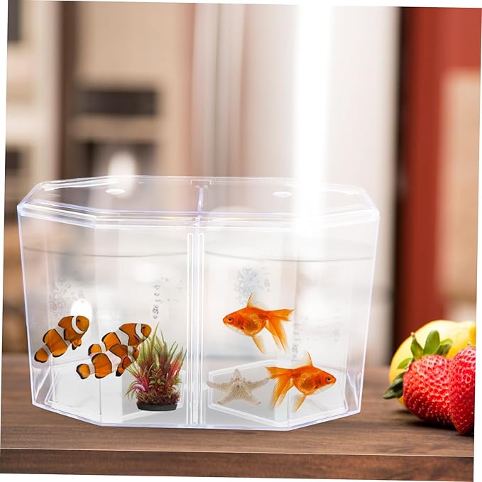 Toyvian Fish Separation Box with Removable Divider Dual Compartment Isolation Hatchery for Betta Fish Safe Breeding Tank for Tropical Fish and Fry Aquarium Incubator