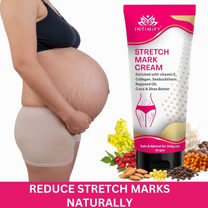 INTIIMIFY'S Stretch Mark Removal Cream for Women, Maternity Skin Care Lotion for Pregnancy & Postpartum, Reduces Marks & Scars – 50g (Pack of 1)